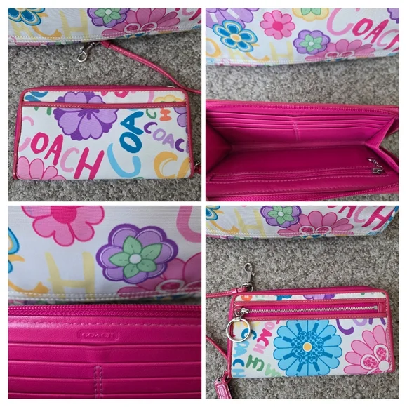 NEW Coach Daisy Multicolor Floral Shoulder Bag and Wallet Set